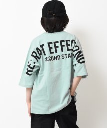 RAT EFFECT(ラット エフェクト)/バックプリントドルマン五分袖Tシャツ/グリーン