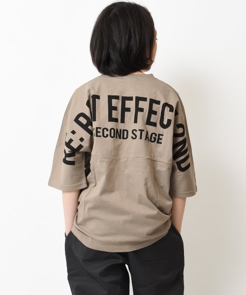 RAT EFFECT(ラット エフェクト)/バックプリントドルマン五分袖Tシャツ/ベージュ