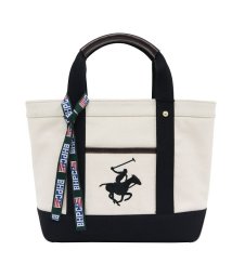 BEVERLY HILLS POLO CLUB(ビバリーヒルズポロクラブ)/【BEVERLY HILLS POLO CLUB】キャンバストートバッグS/アイボリー×ブラック