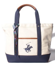 BEVERLY HILLS POLO CLUB(ビバリーヒルズポロクラブ)/【BEVERLY HILLS POLO CLUB】キャンバストートバッグL /アイボリー×ネイビー