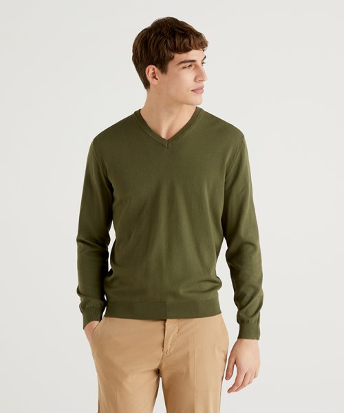 コットンvネックニット セーター ベネトン メンズ Benetton Mens Magaseek