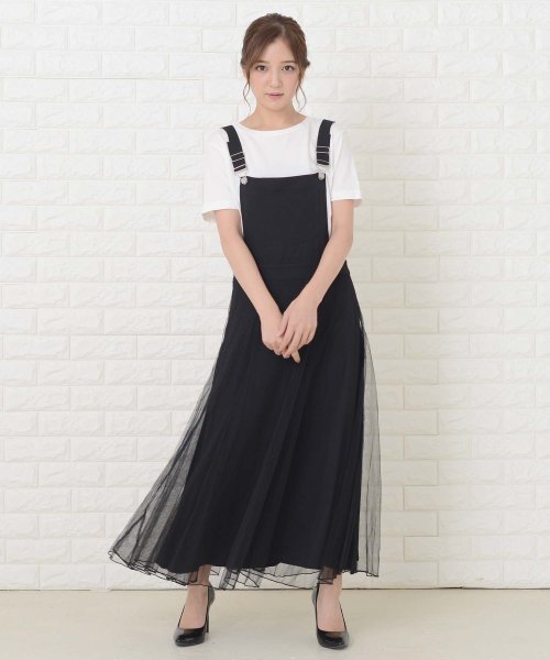 ふんわりチュール サロペットワンピース オールインワン レースレディース Lace Ladies Magaseek