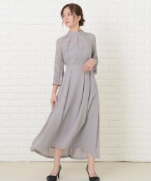 Lace Ladies(レースレディース)/フィッシュテール レース袖 ワンピースドレス/グレー