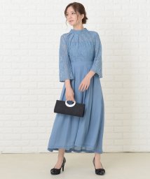 Lace Ladies(レースレディース)/フィッシュテール レース袖 ワンピースドレス/グレー系1