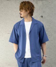 Nylaus(ナイラス)/NYLAUS オーバーサイズ 5分袖 とろみシャツジャケット/ブルー