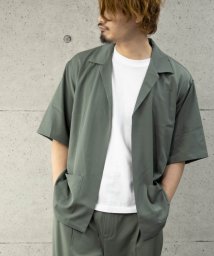 Nylaus(ナイラス)/NYLAUS オーバーサイズ 5分袖 とろみシャツジャケット/グリーン