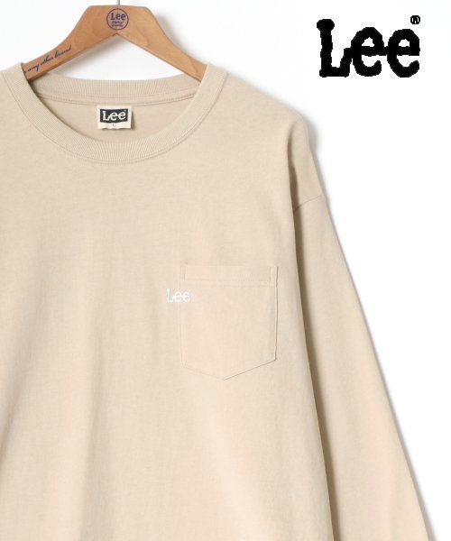 LAZAR(ラザル)/【Lazar】Lee/リー ワンポイント ミニロゴ刺繍 ポケット ロングスリーブTシャツ/ベージュ