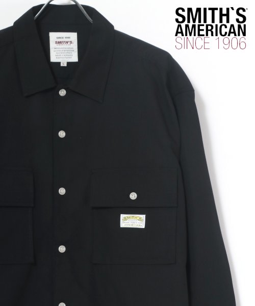 LAZAR(ラザル)/【Lazar】SMITH'S AMERICAN/スミスアメリカン レーヨン オーバーサイズ ワークシャツ/CPOシャツ/シャツジャケット/ブラック