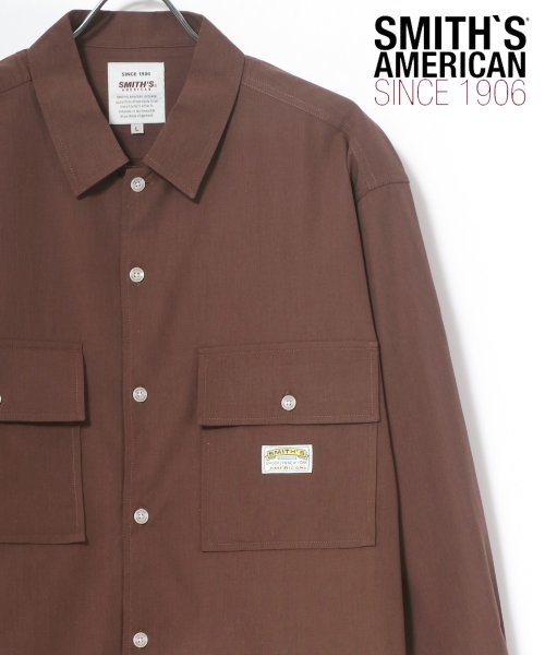 LAZAR(ラザル)/【Lazar】SMITH'S AMERICAN/スミスアメリカン レーヨン オーバーサイズ ワークシャツ/CPOシャツ/シャツジャケット/ブラウン