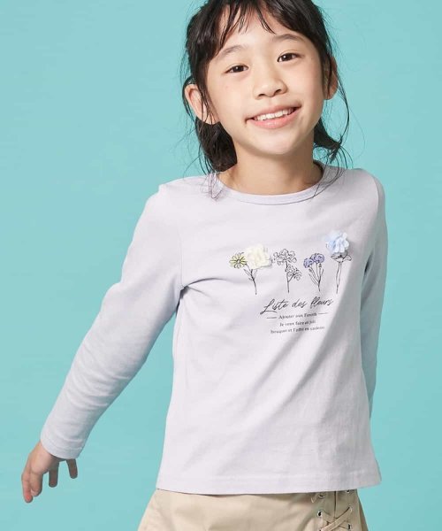 a.v.v(KID'S)(アー・ヴェ・ヴェキッズ)/[100－130]ボタニカルフラワープリントＴシャツ[WEB限定サイズ]/ライトブルー