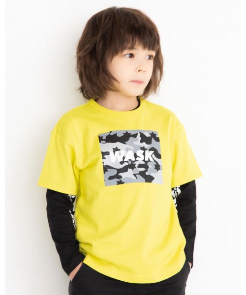 WASK(ワスク)/BOXロゴ 半袖 Tシャツ  ＋長袖 ロンT セット (100~160cm)/イエロー