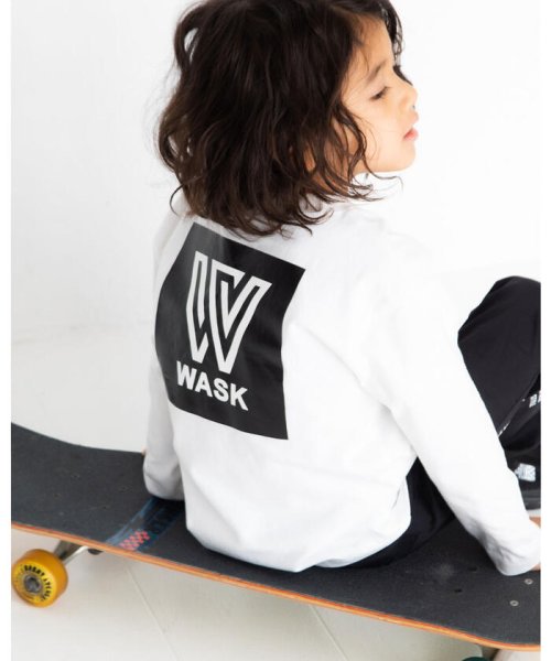 WASK(ワスク)/BOXロゴ ワイド 長袖 Tシャツ (100~160cm)/ホワイト