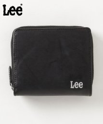 LAZAR(ラザル)/【Lazar】Lee/リー ロゴ刺繍レザーラウンドファスナー二つ折り財布/ブラック