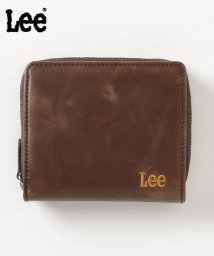 LAZAR(ラザル)/【Lazar】Lee/リー ロゴ刺繍レザーラウンドファスナー二つ折り財布/ダークブラウン
