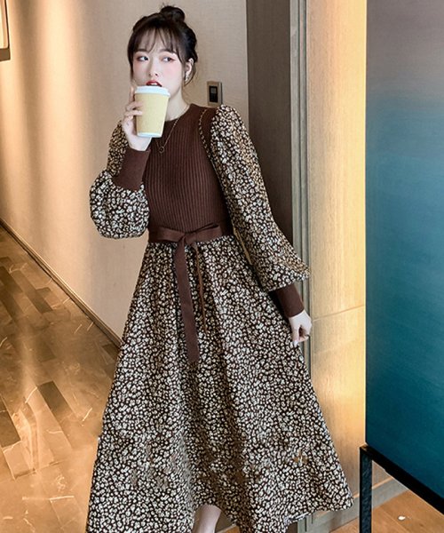 セール 異素材 ワンピース レディース 花柄ワンピ ロング丈 ドッキングワンピース 長袖 ニットワンピ 40代30代 ウエストマーク切替 ミニミニストア Miniministore Magaseek セール 異素材 ワンピース レディース 花柄ワンピ ロング丈 ドッキングワンピース 長袖 ニットワンピ 40代30代 ウエストマーク切替 ミニミニストア Miniministore Magaseek