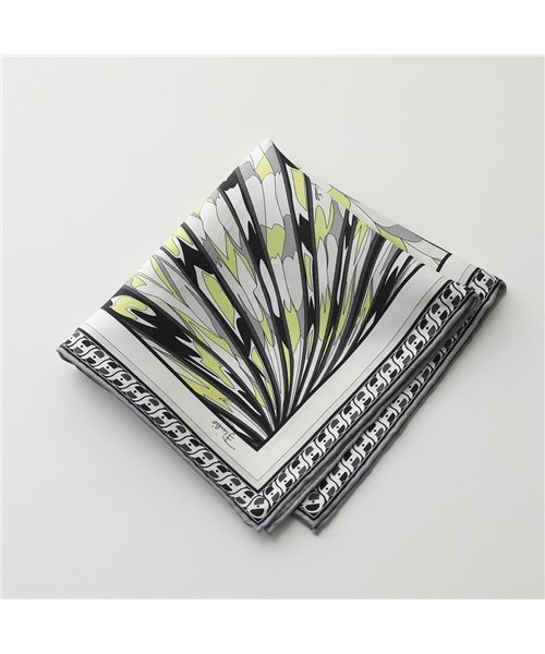 Emilio Pucci エミリオプッチ Ep10 シルク スカーフ ポケットチーフ ハンカチ 31 31 イタリア製 ホワイト イエロー メンズ エミリオプッチ Emilio Pucci Magaseek