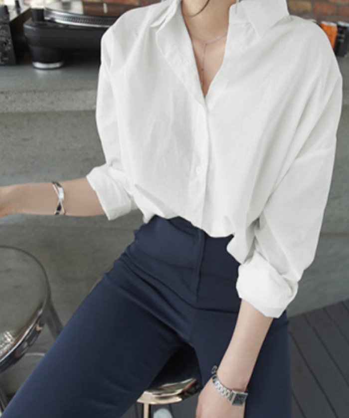 セール シフォンブラウス 長袖 レディース おしゃれ とろみシャツ 着やせ 開襟シャツ オフィス Vネック カーディガン キレイめ 大人 ミニミニストア Miniministore Magaseek