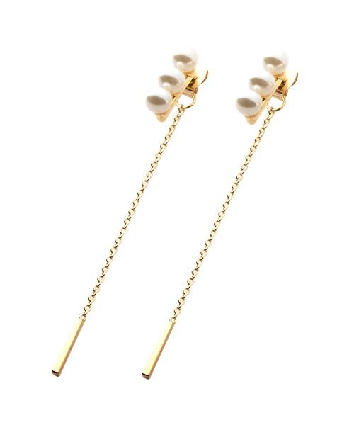 華奢チェーン ラインパールのバックキャッチピアス クリームドット Cream Dot Magaseek 華奢チェーン ラインパールのバックキャッチピアス クリームドット Cream Dot Magaseek