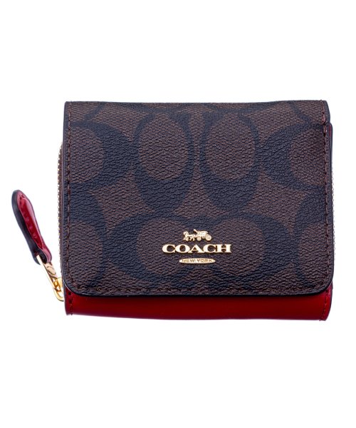 COACH(コーチ)/COACH OUTLET　7331　三つ折り財布/ブラウン×レッド