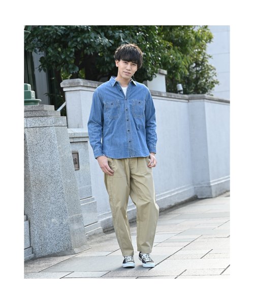 MAC HOUSE(men)(マックハウス（メンズ）)/NAVY ネイビー NAVY JEANS デニムワークシャツ NJT－S－M003/淡色