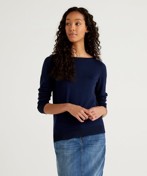 コットンモダールボートネックニット セーター ベネトン レディース Benetton Women Magaseek コットンモダールボートネックニット セーター ベネトン レディース Benetton Women Magaseek