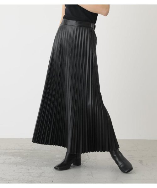 AZUL by moussy(アズールバイマウジー)/ECO LEATHER PLEATS SKIRT/BLK