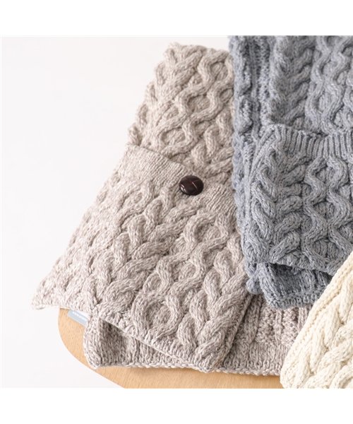 Aran Woollen Mills(アランウーレンミルズ)/【Aran Woollen Mills(アランウーレンミルズ)】B647 ニット マフラー ストール ポケット 3色 レディース/ベージュ系