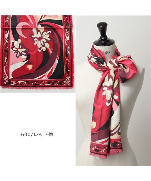 EMILIO PUCCI(エミリオプッチ)/【EMILIO PUCCI(エミリオプッチ)】M559  イタリア製 ストール スカーフ プッチ柄 45×180 レディース    /レッド