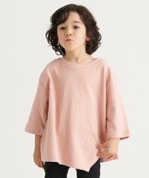 b-ROOM(ビールーム)/バックプリント変形7分袖Tシャツ【PTPR】/ライトピンク