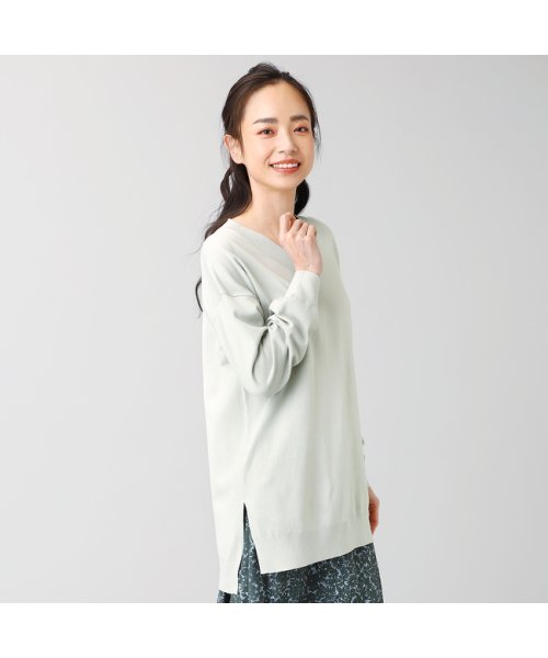 セール ニット V開きサイド チュニック ライトグリーン系 Tokyo Shirts Tokyo Shirts Magaseek