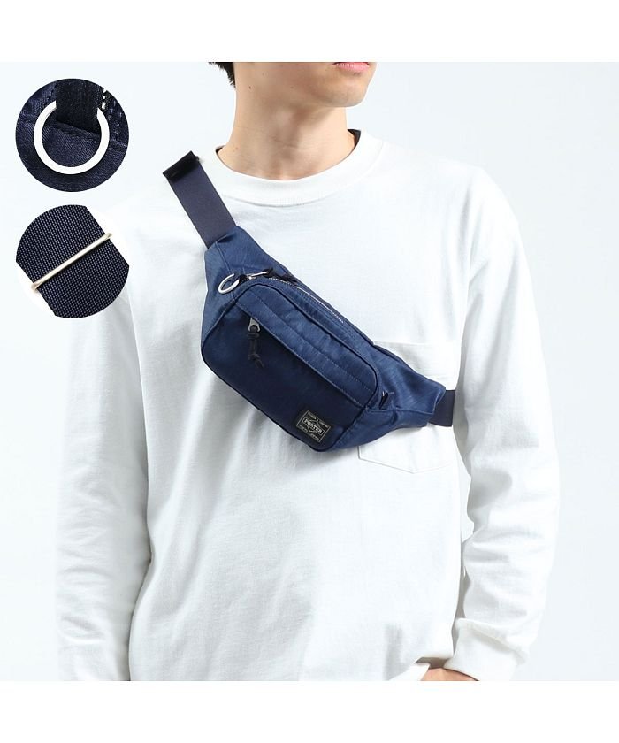 吉田カバン ポーター ウエストバッグ Porter Denim デニム Waist Bag S ボディバッグ 軽量 日本製 2 新作 ポーター Porter Magaseek