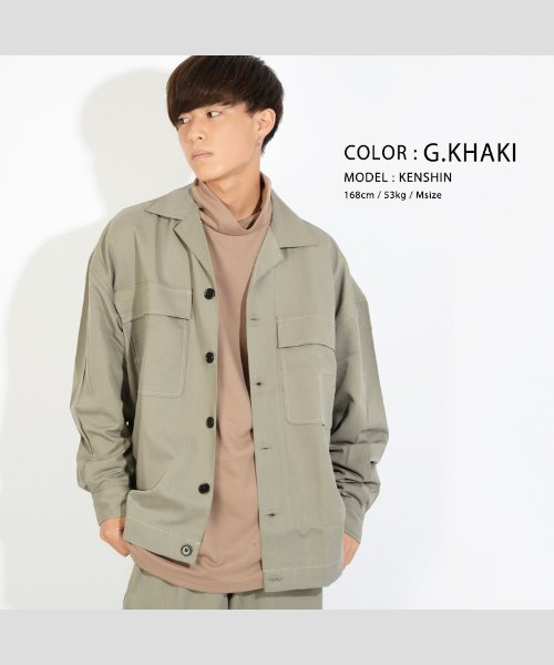 1111clothing(ワンフォークロージング)/ジャケット メンズ レディース ビッグシルエット シャツ メンズ レディース シャツジャケット メンズ レディース オーバーサイズ シャツ メンズ レディース /カーキ