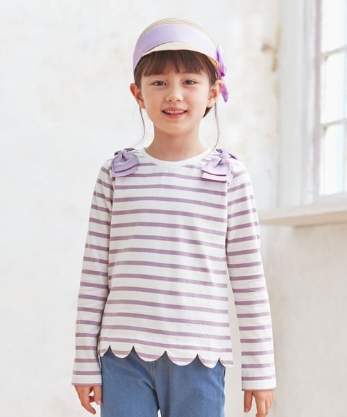 セール ボーダー裾スカラップ 長袖tシャツ エニファム キッズ Anyfam Kids Magaseek