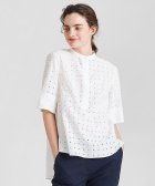 TOMORROWLAND collection/コットンスクエアエンブロイダリー スタンドネックブラウス/503857367