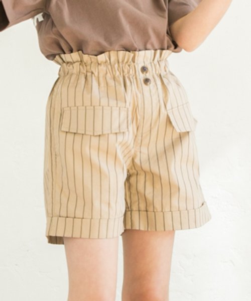 さらコットン100 リンクコーデ コットン ガールズ ハーフパンツ 無地 ドット ストライプ チェック 三角柄 ペアマノン Pairmanon Magaseek