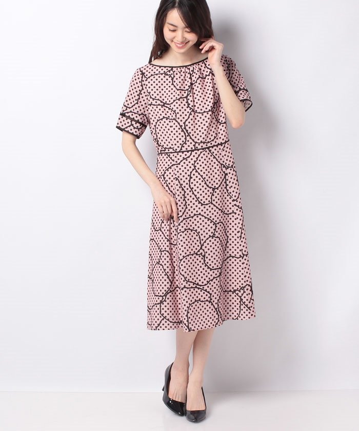 セール 50 Off ドットラインフラワープリントフレアワンピース アナイ Anayi Magaseek