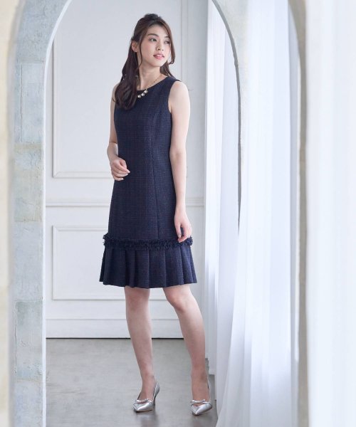 セール リボンヤーンツイードaラインワンピース アナイ Anayi Magaseek