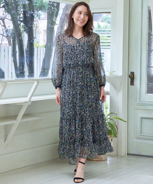 セール ヨウリュウリーフプリントティアードワンピース アナイ Anayi Magaseek