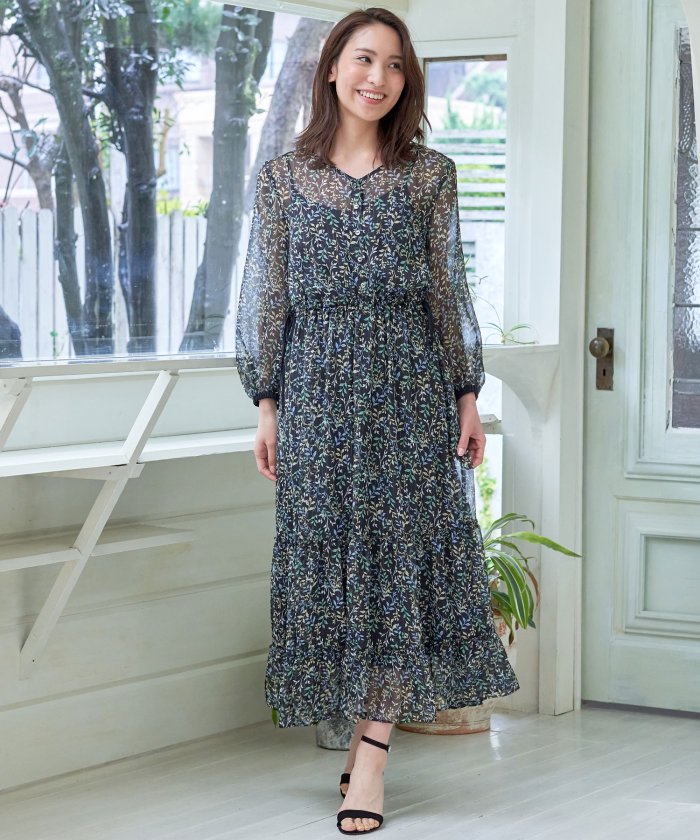 セール ヨウリュウリーフプリントティアードワンピース アナイ Anayi Magaseek