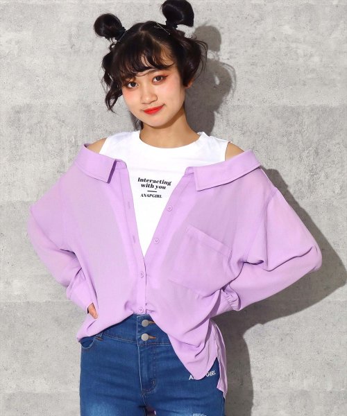 セール シフォン肩あきシャツトップス アナップガール Anap Girl Magaseek