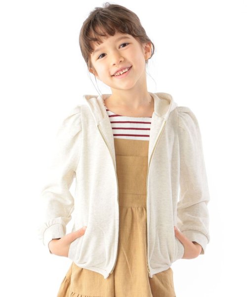 SHIPS KIDS(シップスキッズ)/SHIPS KIDS:パフスリーブ ロゴ パーカー(100～130cm)/ナチュラル