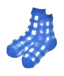 SVEC(シュベック)/ソックス 靴下 シースルー チェック NXL1917/ブルー