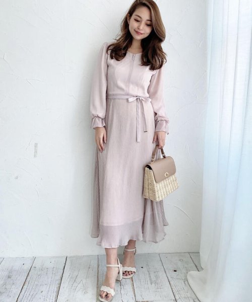 セール ヘリンボーンプリーツワンピース ミッシュマッシュ Misch Masch Magaseek