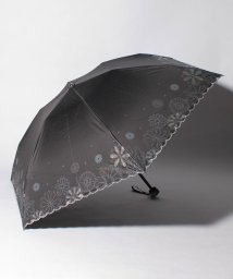 LANVIN en Bleu(umbrella)(ランバンオンブルー（傘）)/LANVIN en Bleu（ランバン オン ブルー）晴雨兼用折りたたみ日傘　グリッター花×スカラ刺繍/ブラック