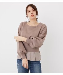 rienda(リエンダ)/バックレースUPコンビKnit TOP/L/BRN1