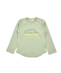 SLAP SLIP(スラップスリップ)/ライオン ぞう 恐竜 スリープフェイス 刺繍 長袖 Tシャツ (80~120cm/グリーン