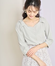 tocco closet(トッコクローゼット)/肩リボンつきハートネックブラウス/GRAYSH MINT