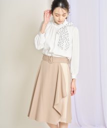 tocco closet(トッコクローゼット)/ベルト付きラッフルフリル×プリーツ切り替え配色スカート/BROWN