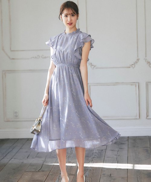 プチフリルネックラッフルフリルスリーブフラワープリントワンピース トッコクローゼット Tocco Closet Magaseek