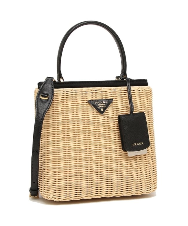 セール プラダ ショルダーバッグ レディース パニエ カゴバッグ Prada 1ba268 2e28 F0i55 ベージュ ブラック プラダ Prada Magaseek